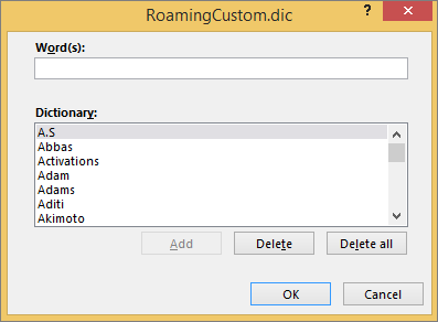 how to edit custom dictionary in word 2010